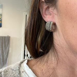 Braided cable huggie small hoop earrings